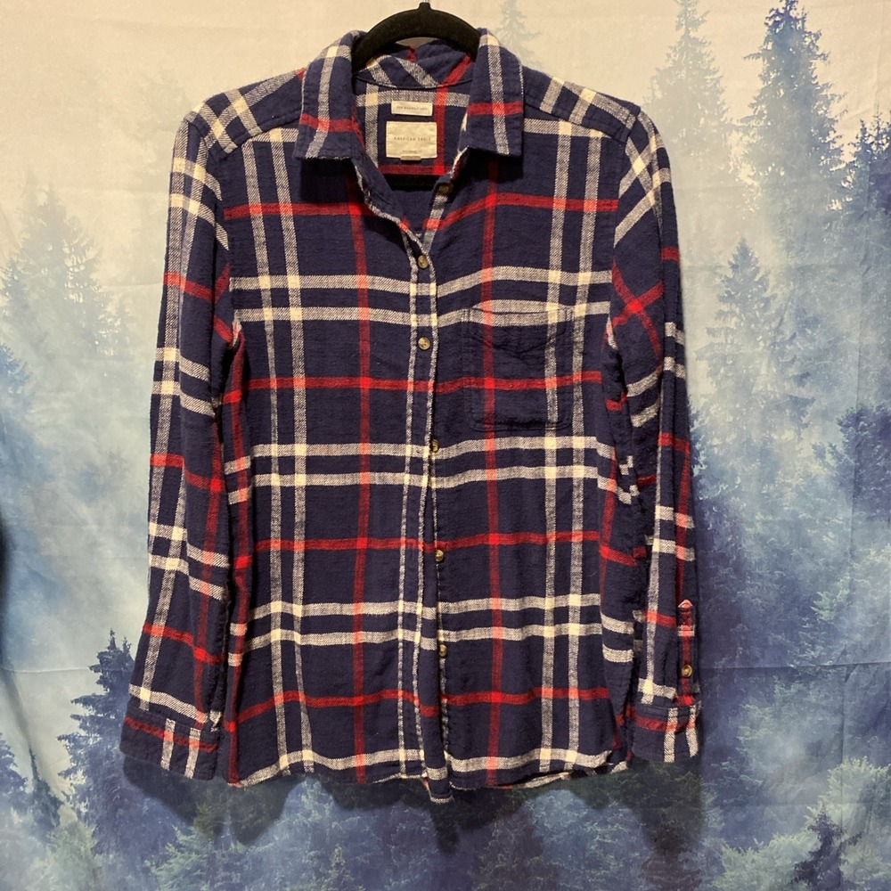 American Eagle Ahh-mazingly-soft Flannel Size‎ Small Plaid Boyfriend Fit